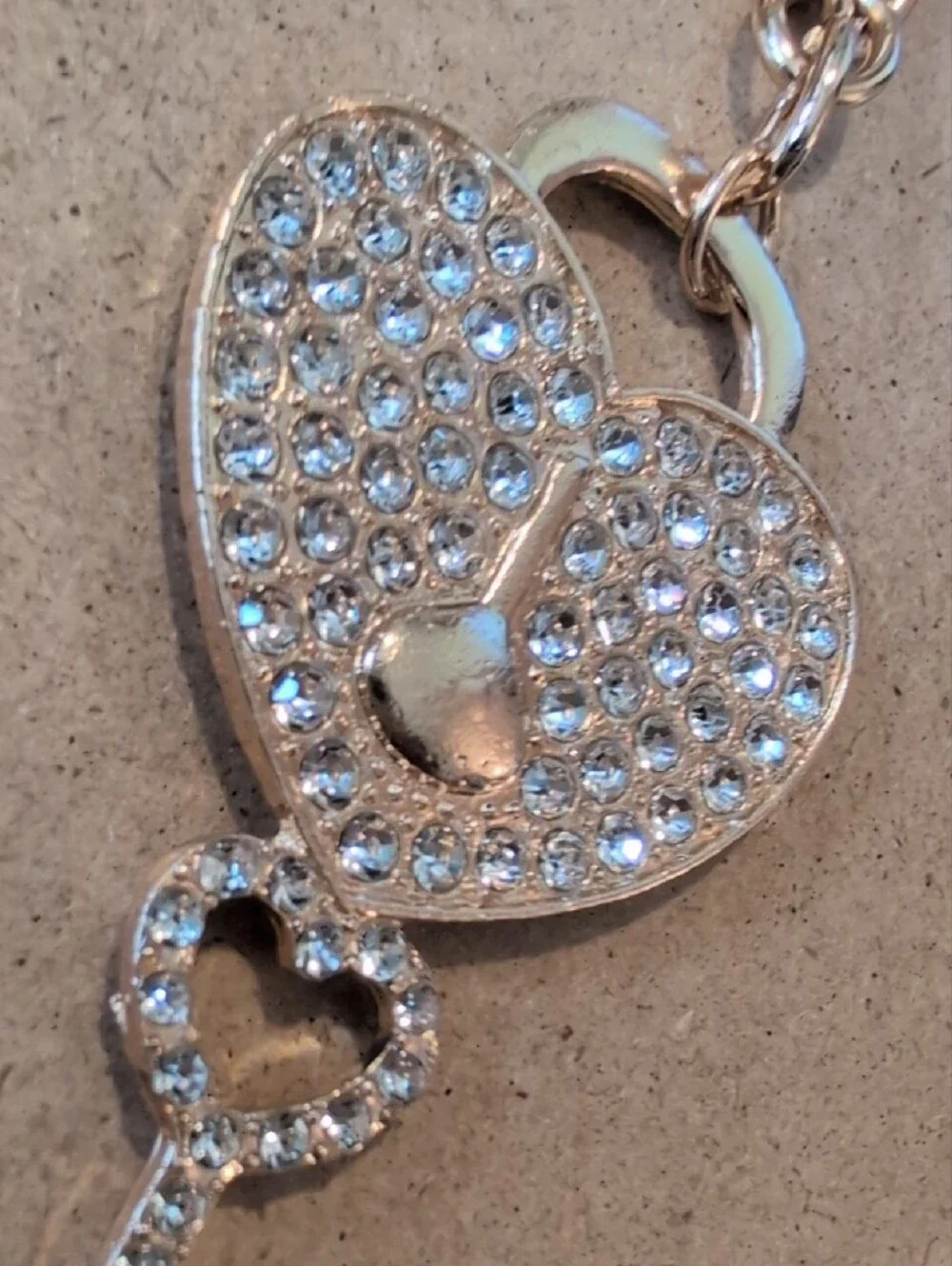 Crystal Heart Key Charm Keychain - Gold